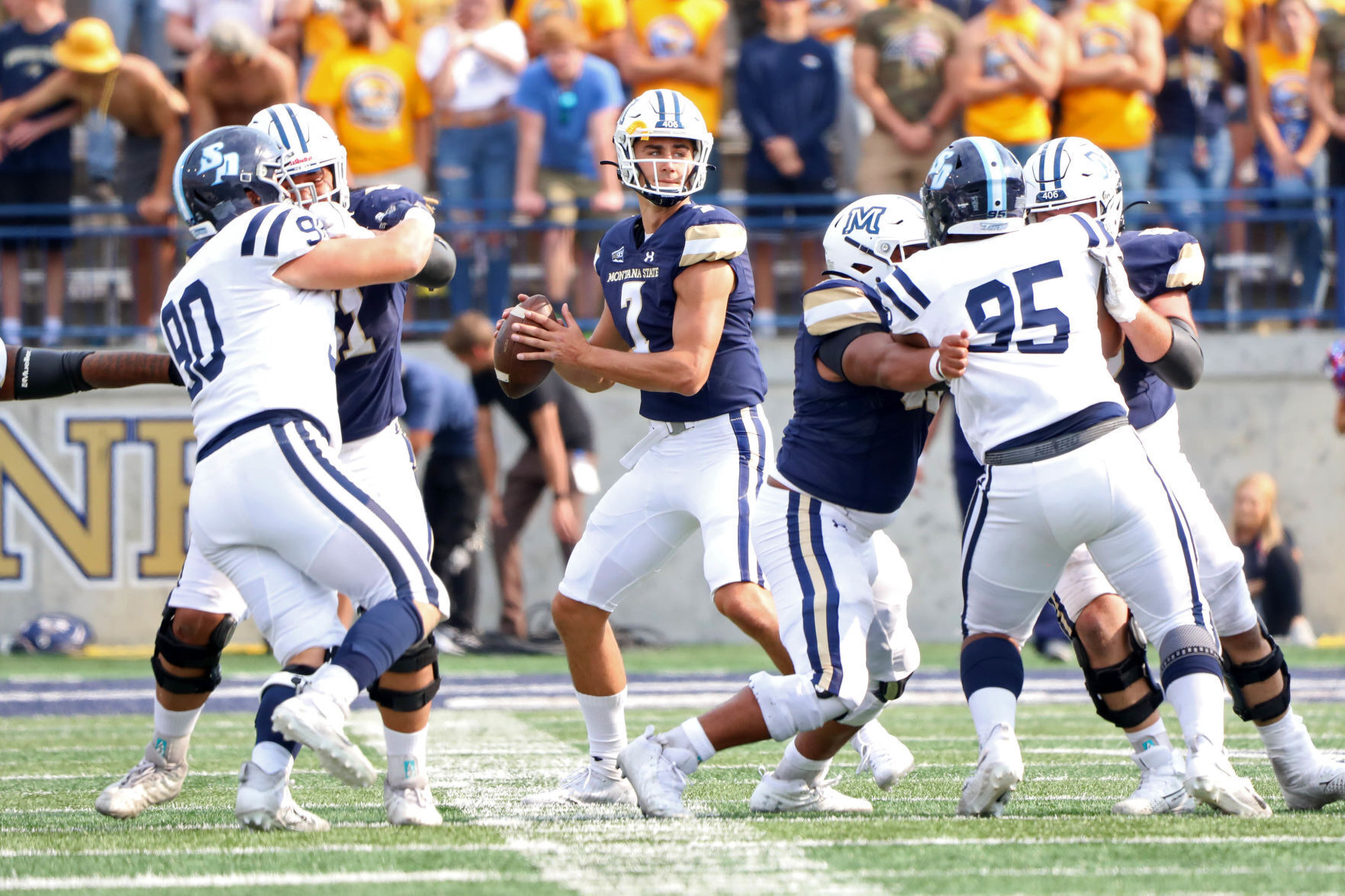 Montana State Bobcat Football against San Diego on Saturday September 18, 2021 at bobcat Statuim in Bozeman Montana.